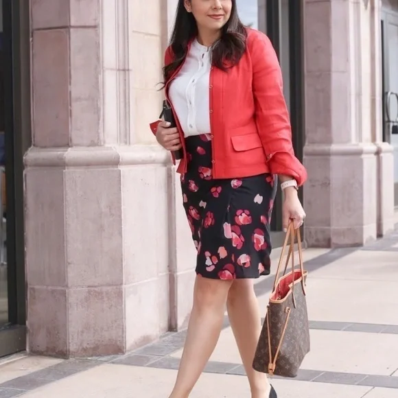 CAbi Red Valentine Linen Blend Blazer Jacket Size Medium - Picture 4 of 12